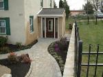 new front entrance way remodel, mulch, landscaping